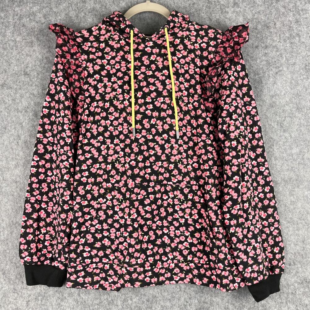 Sandy Liang Target Hoodie Sweatshirt Womens‎ Medium Pink Ditsy Floral Ruffle NEW